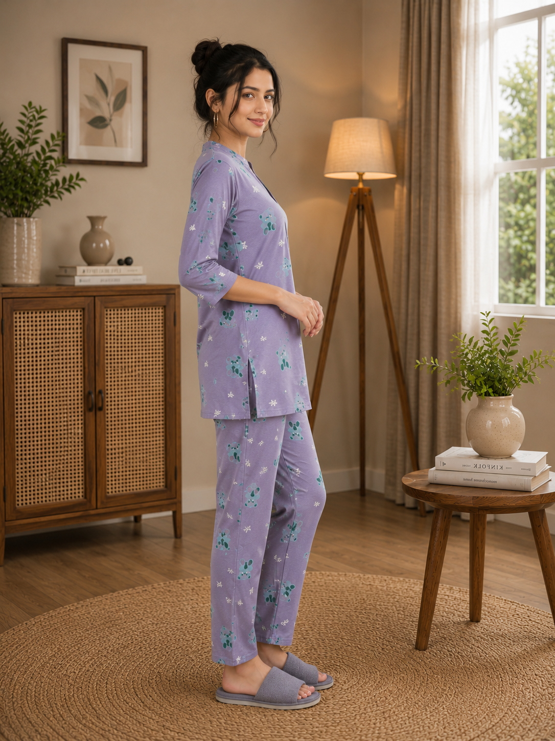 Lavender Teddy Bear Kurti Set