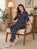 Navy Abstract Heart Kurti Set