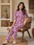 Mauve Feather Cotton Kurti Set