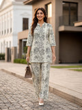 Grey Cotton Linen Kurti Set