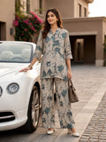 Beige Cotton Linen Kurti Set