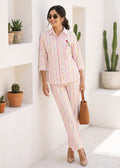 Pink and Yellow Striped Linen Kurti Set