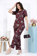 Burgundy Floral Lounge Set