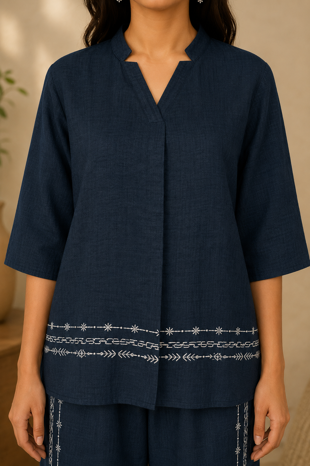 Embroidered Linen Coord Set