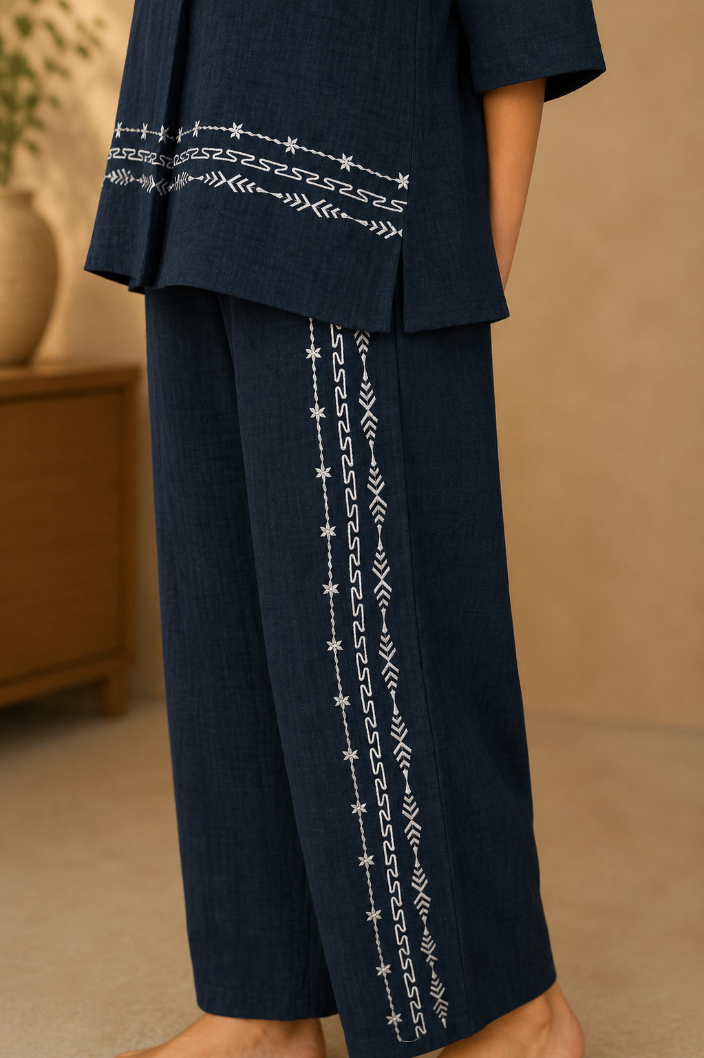 Embroidered Linen Coord Set