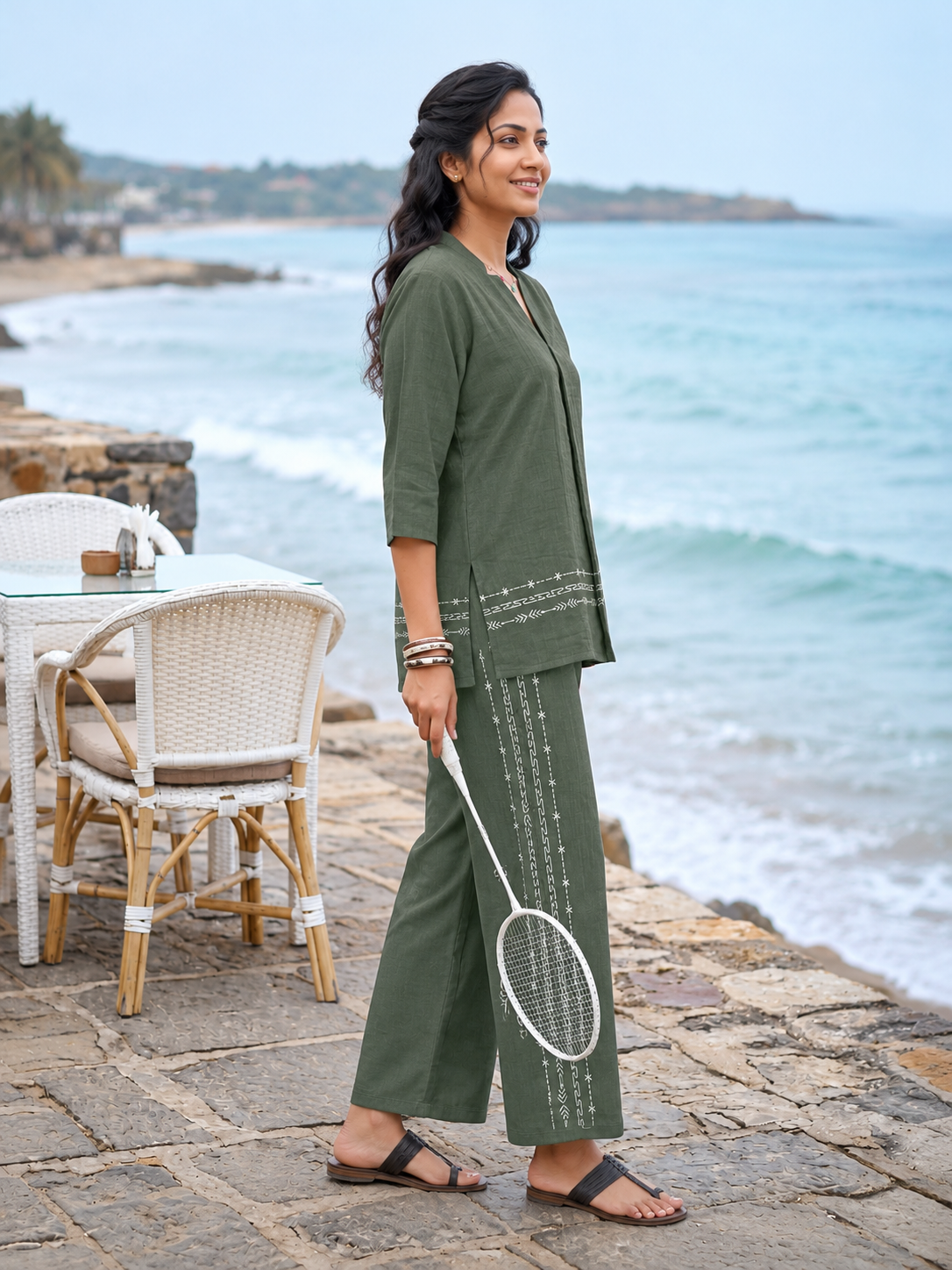 Embroidered Linen Coord Set