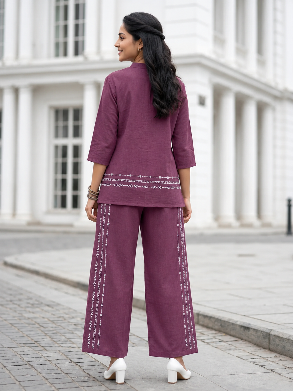 Embroidered Linen Coord Set
