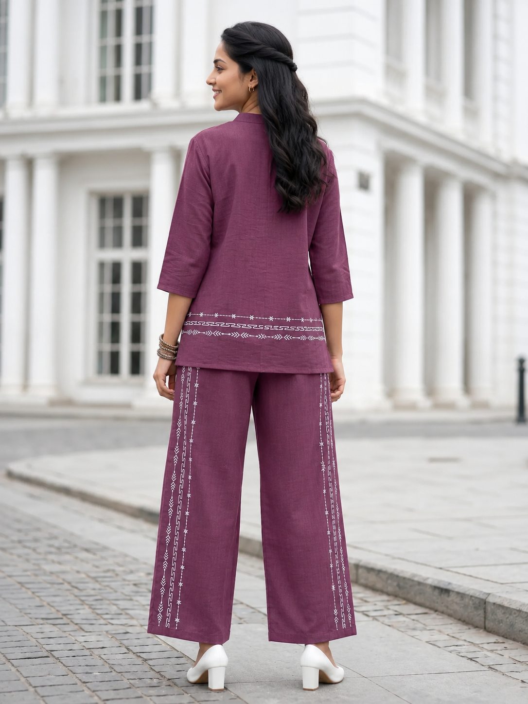 Embroidered Linen Coord Set