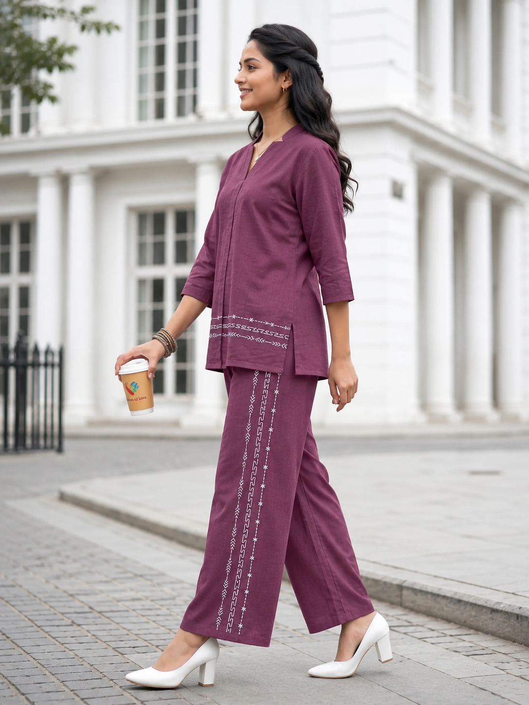 Embroidered Linen Coord Set