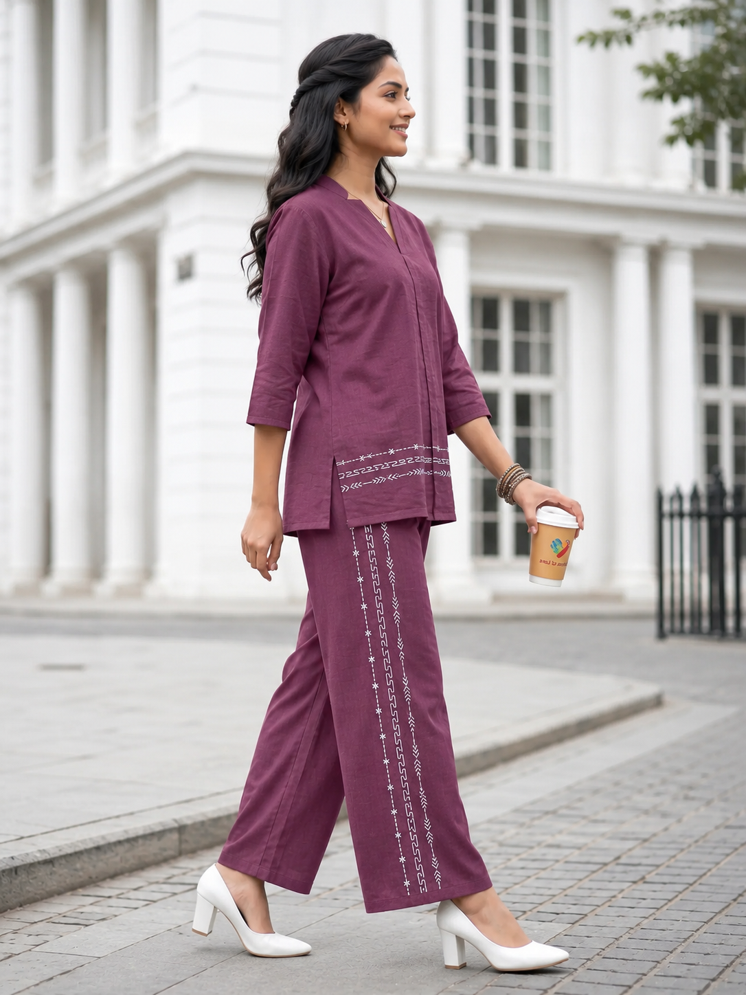 Embroidered Linen Coord Set