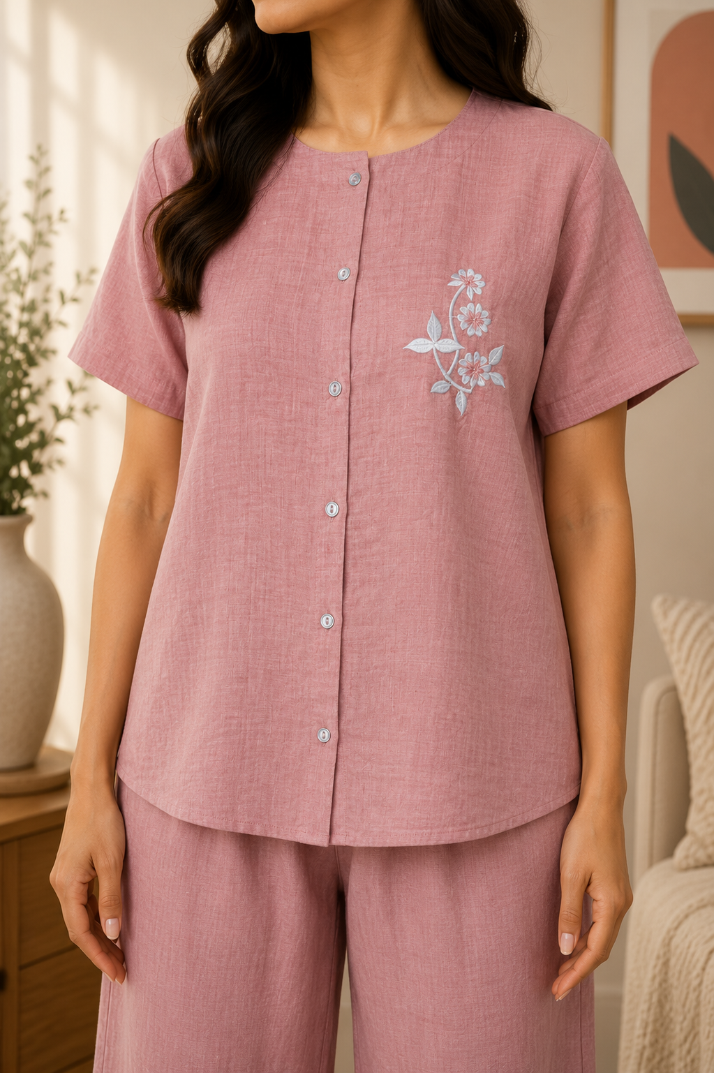 Floral Motif Linen Set