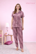 Wave Print Satin Short Sleeve Pajama Set