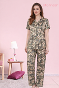 Floral Print Satin Short Sleeve Pajama Set