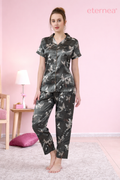 Floral Satin Short Sleeve Pajama Set