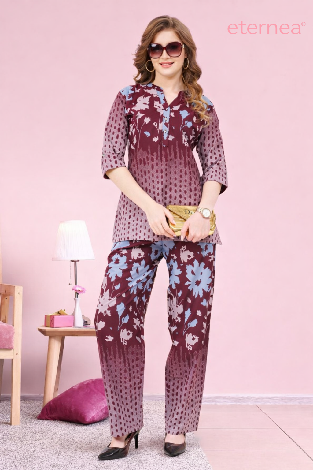 Wine Blossom Printed Set