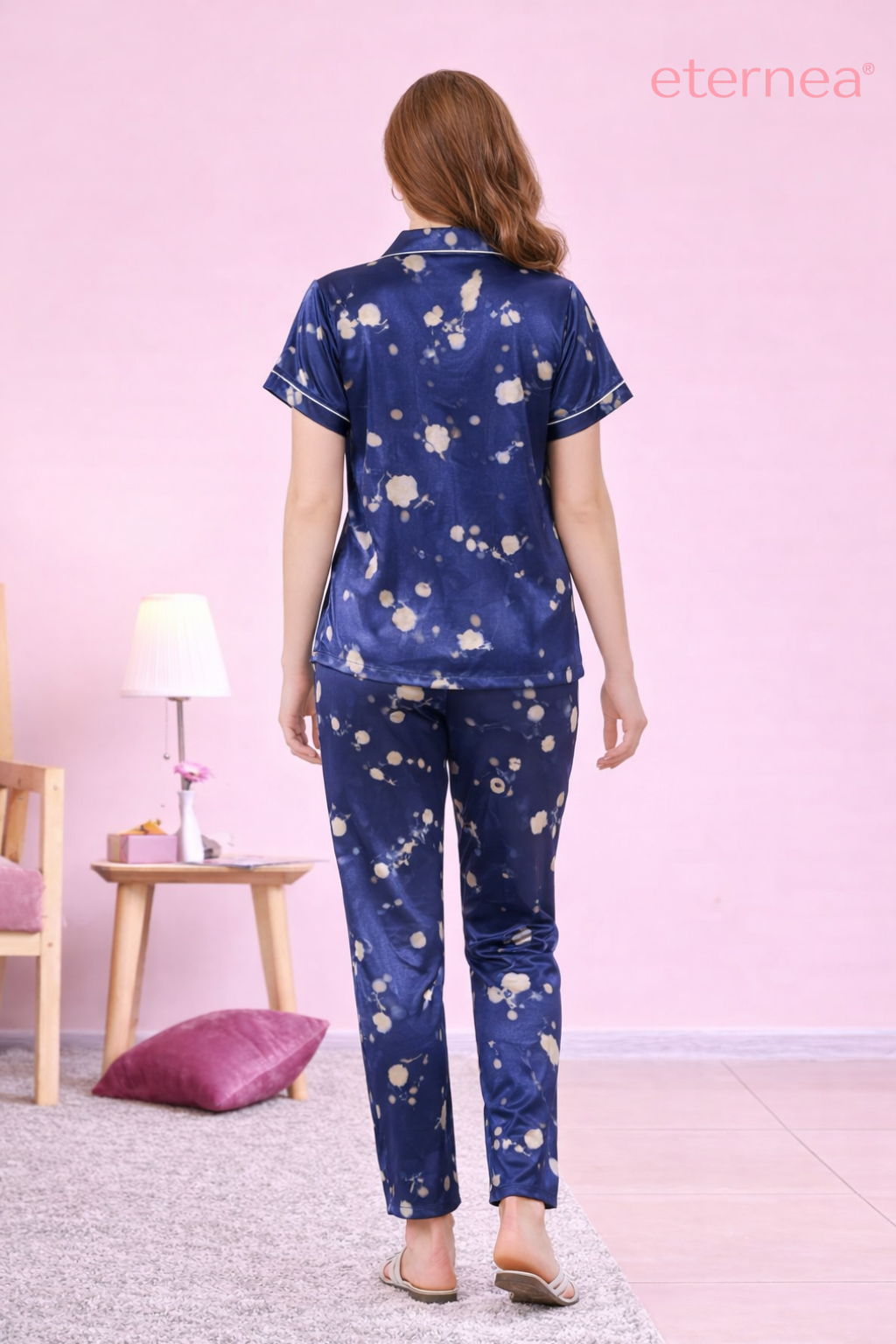 Floral Satin Short Sleeve Pajama Set