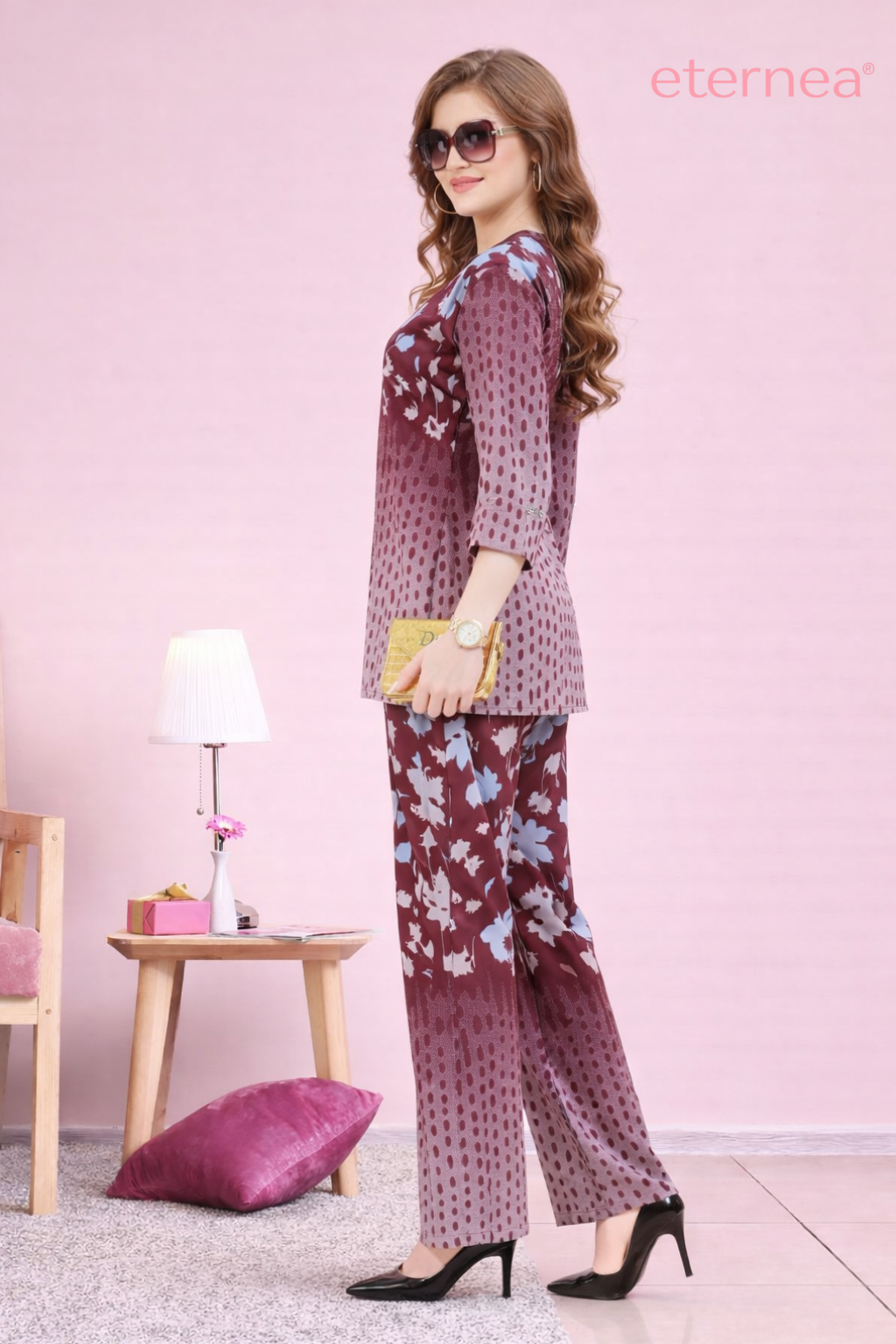 Wine Blossom Printed Set