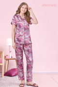 Abstract Satin Short Sleeve Pajama Set