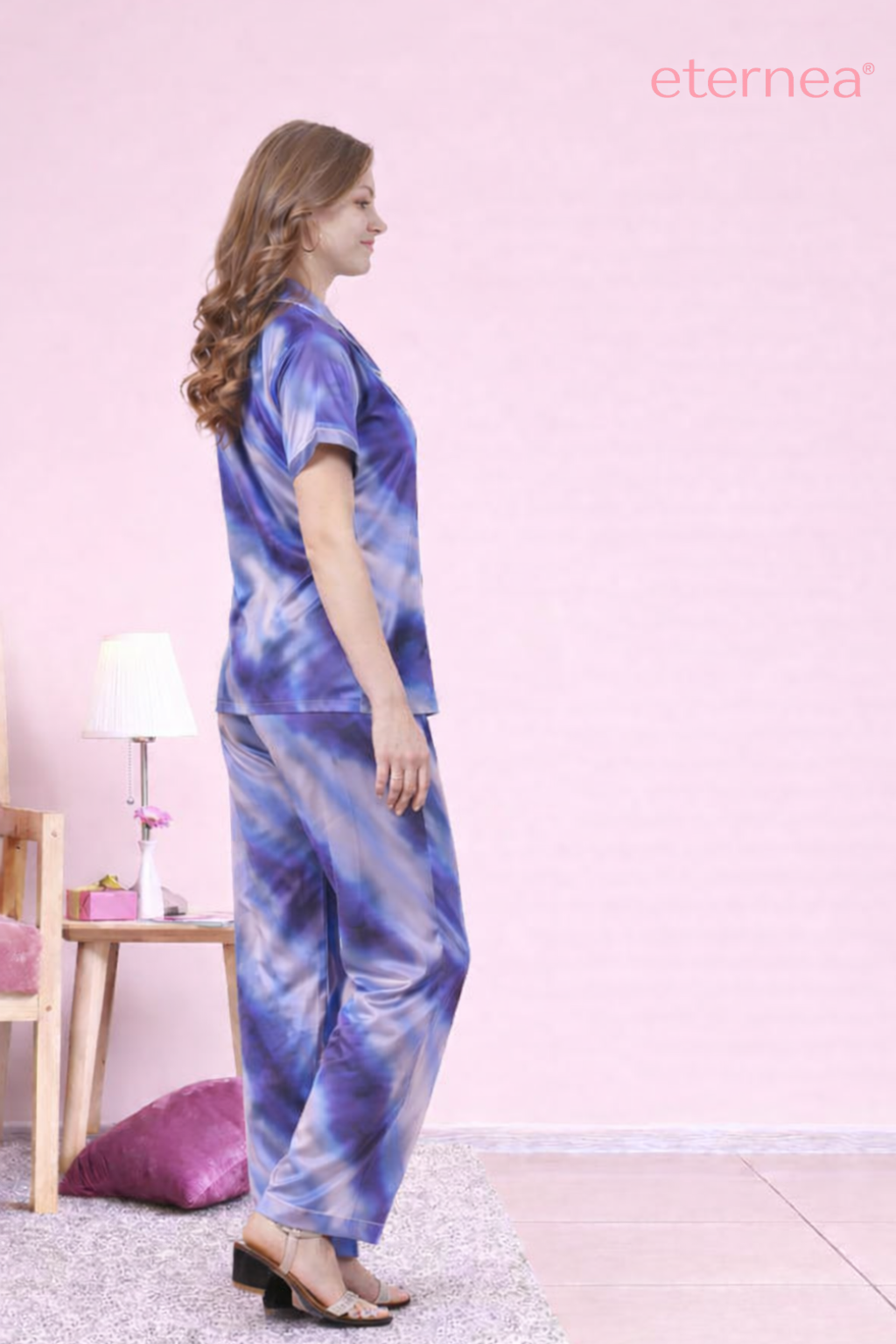 Tie-Dye Satin Short Sleeve Pajama Set