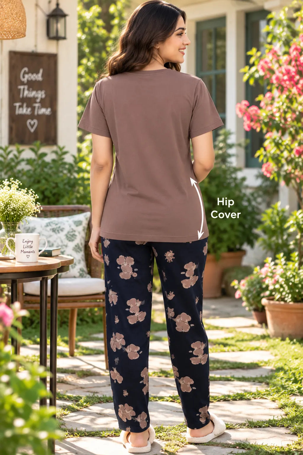 Brown Discover Bloom Nightsuit Set